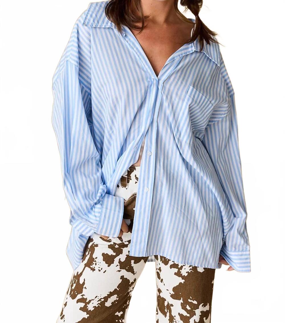 NEW PAPERMOON coastal oversized stripe shirt in blue